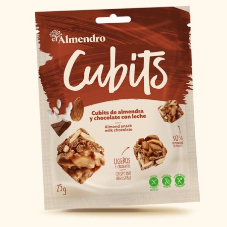 TURRON ampsud mandlite ja piimašokolaadiga (25 g) CUBITS DE ALMENDRA Y CHOCOLATE CON LECHE