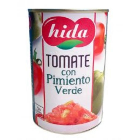 Tükeldatud tomatid rohelise paprikaga (400 g) TOMATE CON PIMIENTO VERDE (Hida)